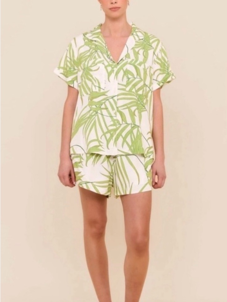 Piyama Palm-Print Pajama Set